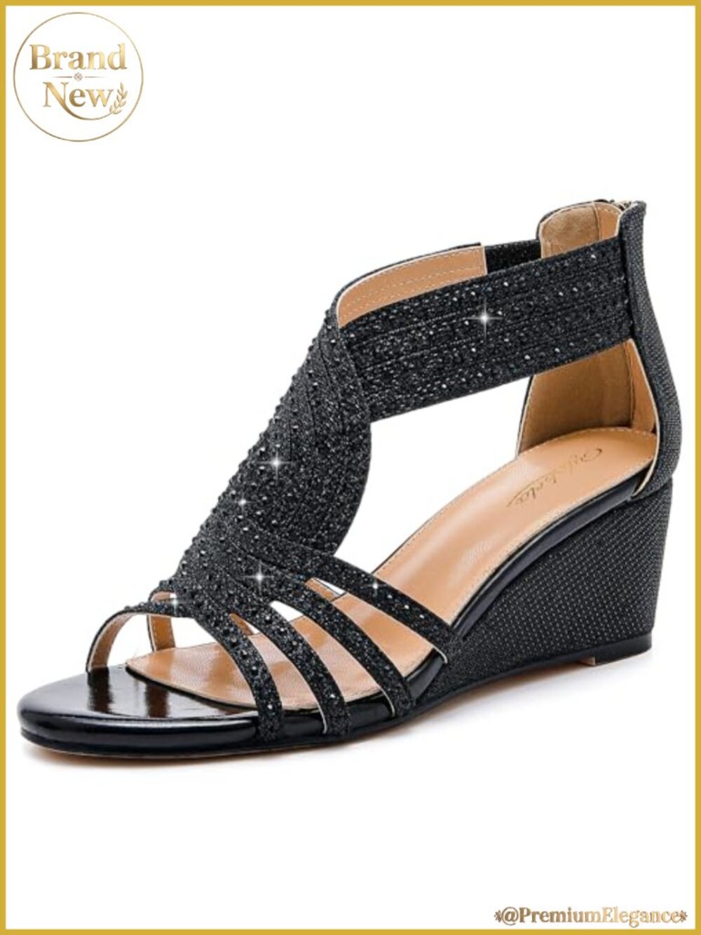 Womens Wedge Sandals Rhinestone Dressy Wedding Party Shoes